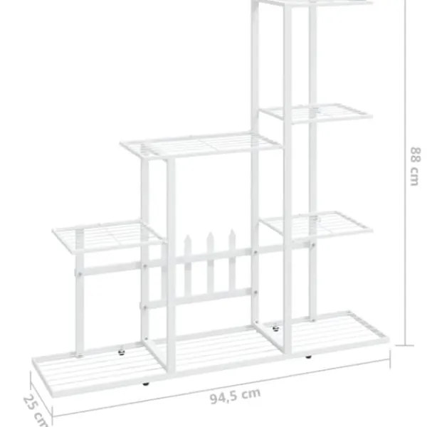 Sale Blomsterstativ i metal - Robust plantestativ til indendørs brug | Størrelse: 94,5x25x88 cm | Farve: Hvid Plantestativer