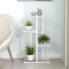 Plantestativer^Blomsterstativ med 4 niveauer i metal - Plantestativ | Farve: Hvid | Størrelse: 43x22x76 cm