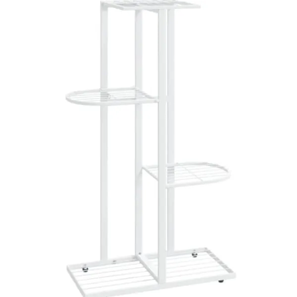 Plantestativer^Blomsterstativ med 4 niveauer i metal - Plantestativ | Farve: Hvid | Størrelse: 43x22x76 cm