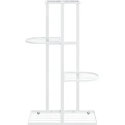 Plantestativer^Blomsterstativ med 4 niveauer i metal - Plantestativ | Farve: Hvid | Størrelse: 43x22x76 cm