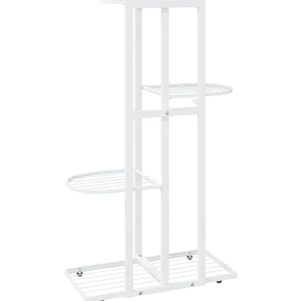 Plantestativer^Blomsterstativ med 4 niveauer i metal - Plantestativ | Farve: Hvid | Størrelse: 43x22x76 cm