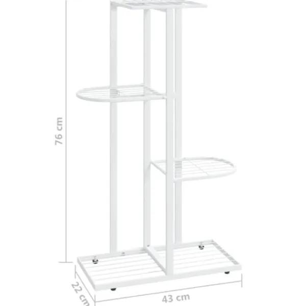 Plantestativer^Blomsterstativ med 4 niveauer i metal - Plantestativ | Farve: Hvid | Størrelse: 43x22x76 cm