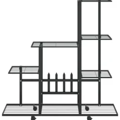 Best Blomsterstativ med hjul - Metal | Farve: Sort | Størrelse: 94,5x25x92,5 cm Plantestativer