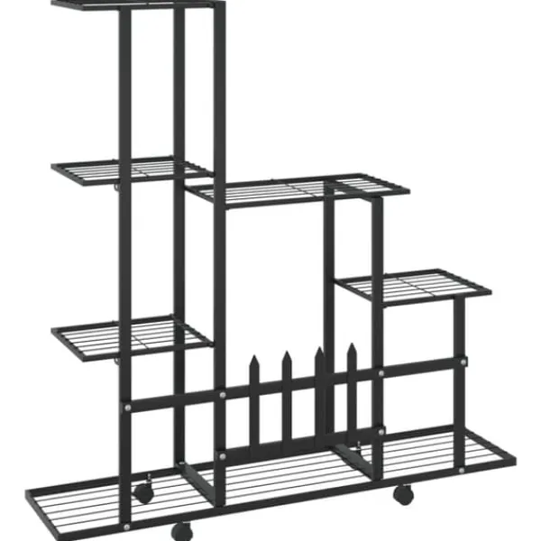 Best Blomsterstativ med hjul - Metal | Farve: Sort | Størrelse: 94,5x25x92,5 cm Plantestativer