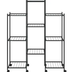 Plantestativer^Blomsterstativ med hjul 83x25x103,5 cm jern sort - Blomsterstativ - Blomsterstativer - Home & Living