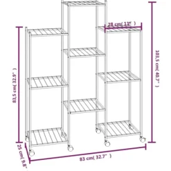 Plantestativer^Blomsterstativ med hjul 83x25x103,5 cm jern sort - Blomsterstativ - Blomsterstativer - Home & Living