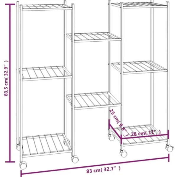 Sale Blomsterstativ med hjul 83x25x83,5 cm jern sort - Blomsterstativ - Blomsterstativer - Home & Living Plantestativer