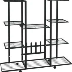 Discount Blomsterstativ med hjul 94,5x24,5x91,5 cm jern sort - Blomsterstativ - Blomsterstativer - Home & Living Plantestativer