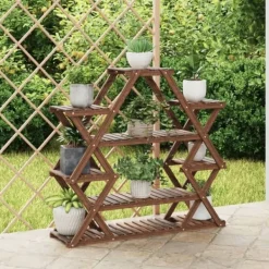 Blomsterstativ 110x25x105 cm massivt fyrretræ - Blomsterstativ - Blomsterstativer - Home & Living Plantestativer