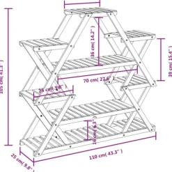 Blomsterstativ 110x25x105 cm massivt fyrretræ - Blomsterstativ - Blomsterstativer - Home & Living Plantestativer