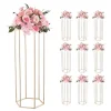 Blomster^Blomsterstativer - Søjle - 10 stk - 80 cm Høje - Sekskantet Design - Med Akrylplade - Midtpunkt Til Bryllup & Fest - Guld