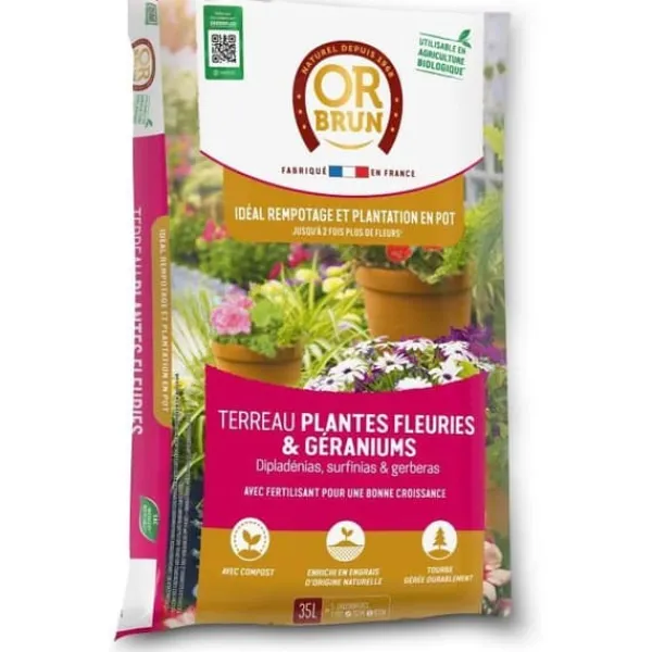 Blomstrende plante og geranijord - BROWN GOLD - OBRTGER35N - 35 L Jord & Sand