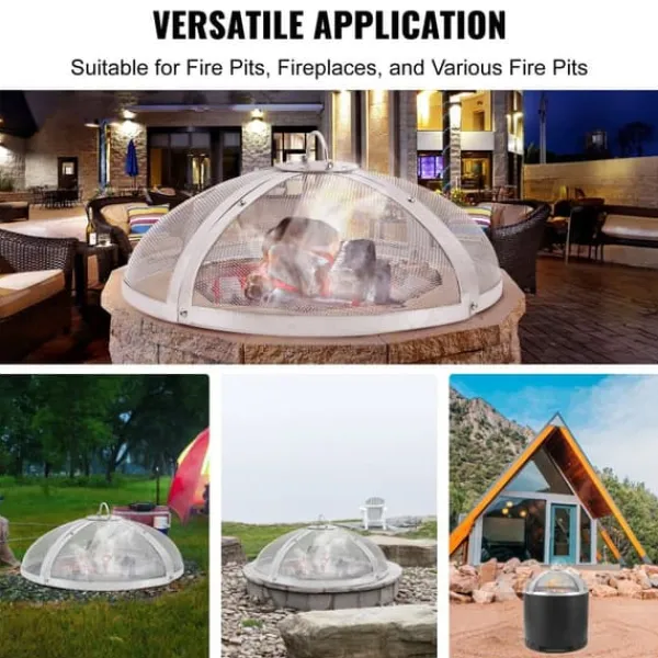 Tilbehør Til Brændeovne & Pejse^Bålplads med gnistskærm, 40", kraftig stålmetaldæksel. Perfekt til udendørs terrasser og baghaven. Let at åbne med ringhåndtag.