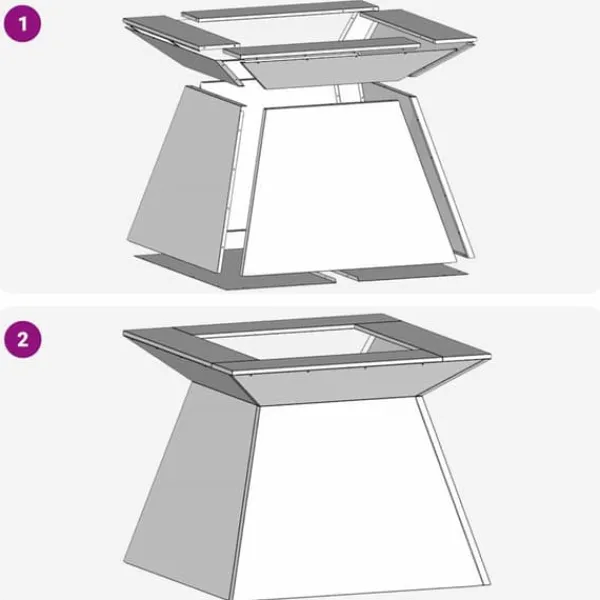 Clearance Bålsted i brun forvitret stål - Firkantet design | Størrelse: 60x60x50 cm Pejse