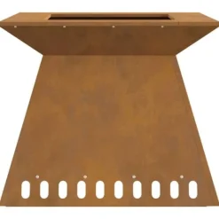 Clearance Bålsted i brun forvitret stål - Firkantet design | Størrelse: 60x60x50 cm Pejse