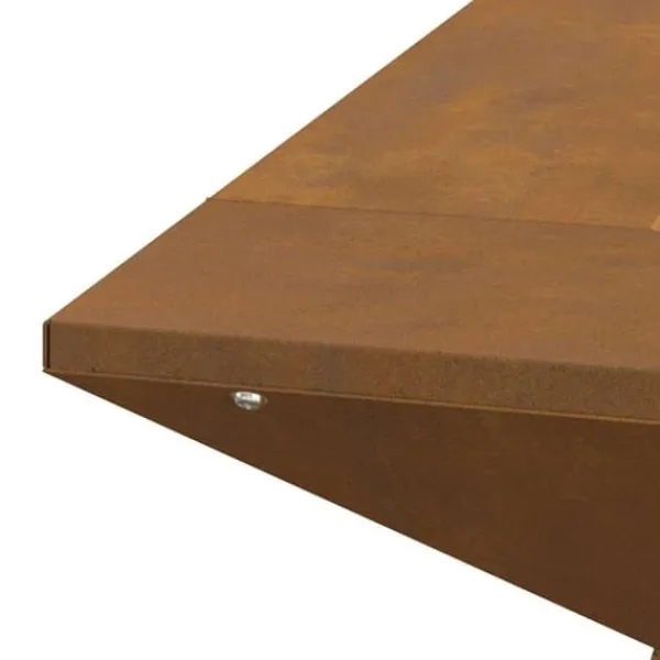 Clearance Bålsted i brun forvitret stål - Firkantet design | Størrelse: 60x60x50 cm Pejse