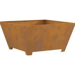 Pejse^Bålsted i brun forvitret stål - Moderne udendørs bålplads | Størrelse: 80x80x40 cm