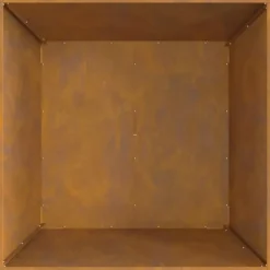 Pejse^Bålsted i brun forvitret stål - Moderne udendørs bålplads | Størrelse: 80x80x40 cm