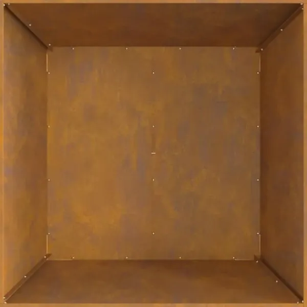 Pejse^Bålsted i brun forvitret stål - Moderne udendørs bålplads | Størrelse: 80x80x40 cm