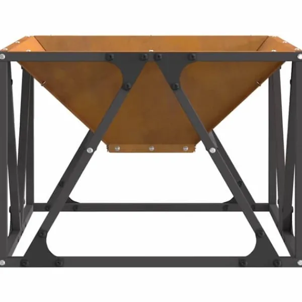 Clearance Bålsted i Brun stål - Effektivt ildsted til udendørs brug | Størrelse: 50x50x35 cm Pejse