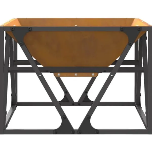 Clearance Bålsted i Brun stål - Effektivt ildsted til udendørs brug | Størrelse: 50x50x35 cm Pejse