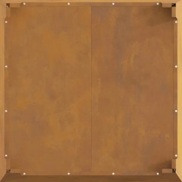 Pejse^Bålsted i Forvitret Stål - Firkantet Ildsted | Størrelse: 80x80x43 cm | Farve: Brun