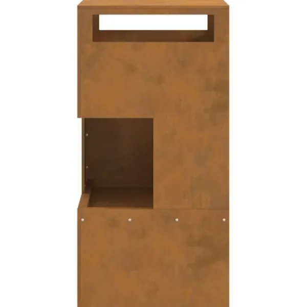 Pejse^Bålsted i Forvitret Stål 50 x 50 x 100 cm - Udendørs Ildkurv | Farve: Brun