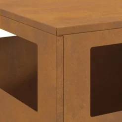 Pejse^Bålsted i Forvitret Stål 50 x 50 x 100 cm - Udendørs Ildkurv | Farve: Brun