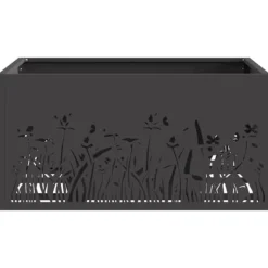 Pejse^Bålsted i koldvalset stål - Firkantet design | Størrelse: 60x60x30 cm | Farve: Sort