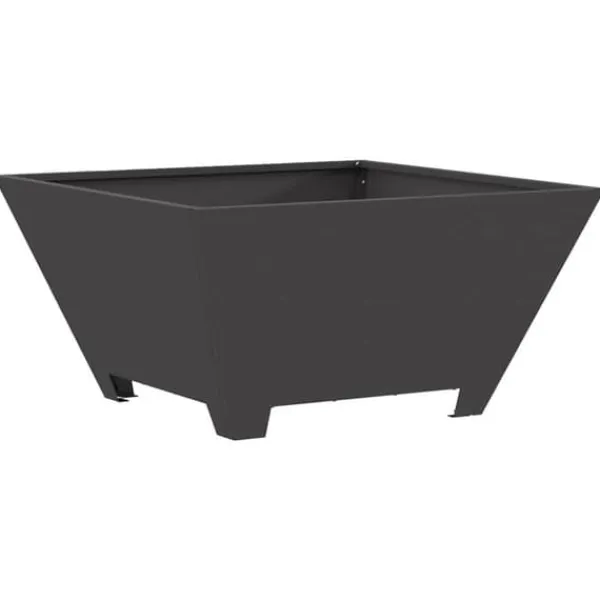 Hot Bålsted i koldvalset stål - Kvadratisk design | Farve: Sort | Størrelse: 60x60x30 cm Brændeovne