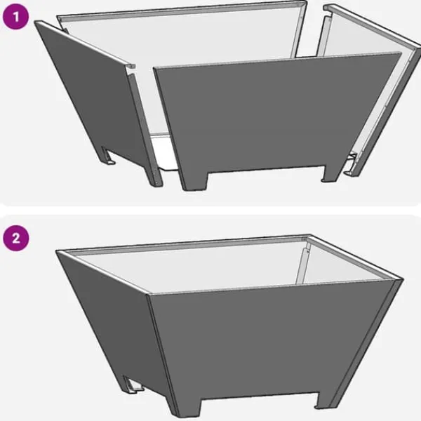 Hot Bålsted i koldvalset stål - Kvadratisk design | Farve: Sort | Størrelse: 60x60x30 cm Brændeovne