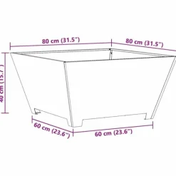 Pejse^Bålsted i koldvalset stål - Stilfuld udendørs bålplads | Farve: Sort | Størrelse: 80x80x40 cm