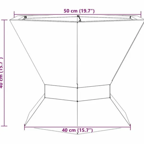 Bålsted i koldvalset stål - Hexagonalt design | Størrelse: 50 x 50 x 40 cm | Farve: Sort Pejse