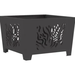 Pejse^Bålsted i Koldvalset Stål - Firkantet Design til Udendørs Brug | Farve: Sort | Størrelse: 60x60x40 cm