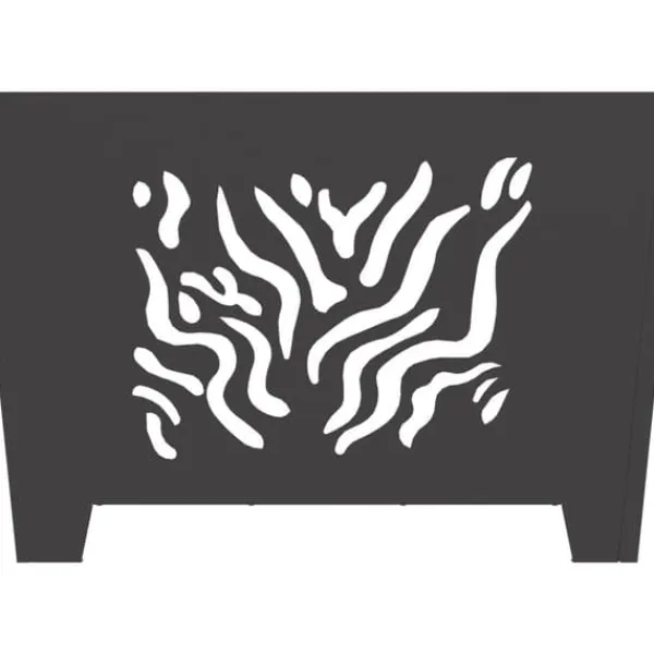 Pejse^Bålsted i Koldvalset Stål - Firkantet Design til Udendørs Brug | Farve: Sort | Størrelse: 60x60x40 cm