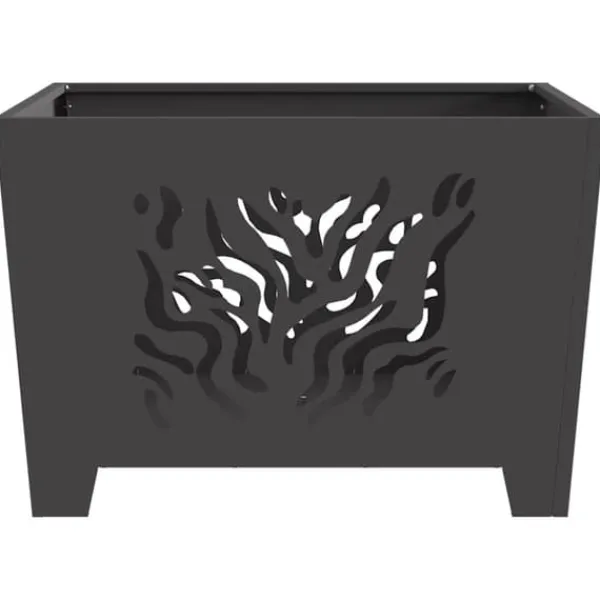 Pejse^Bålsted i Koldvalset Stål - Firkantet Design til Udendørs Brug | Farve: Sort | Størrelse: 60x60x40 cm