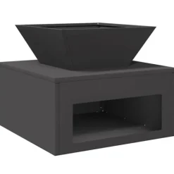 Pejse^Bålsted i stål - Kubisk design til udendørs brug | Farve: Sort | Størrelse: 50x50x40 cm