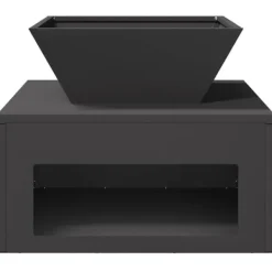 Pejse^Bålsted i stål - Kubisk design til udendørs brug | Farve: Sort | Størrelse: 50x50x40 cm