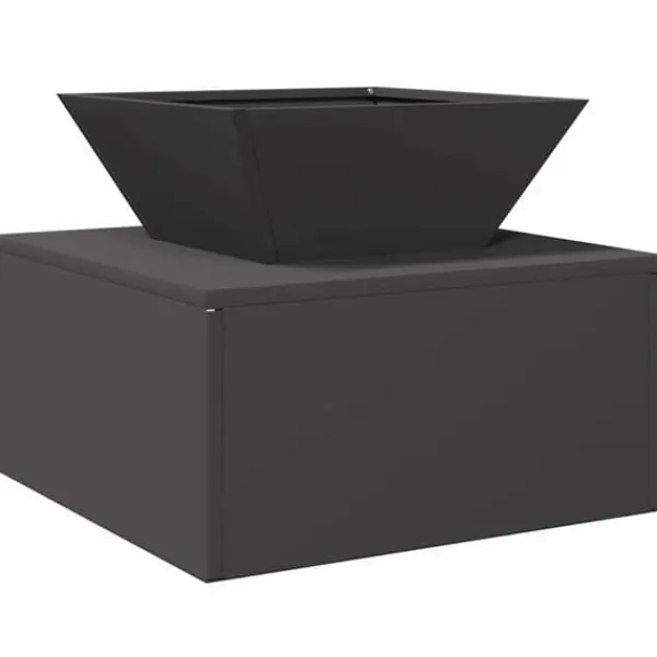 Pejse^Bålsted i stål - Kubisk design til udendørs brug | Farve: Sort | Størrelse: 50x50x40 cm