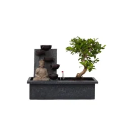 Springvand & Damme^Bonsai med vattenfal - Bonsai - Højde 25-35cm - ⌀29cm