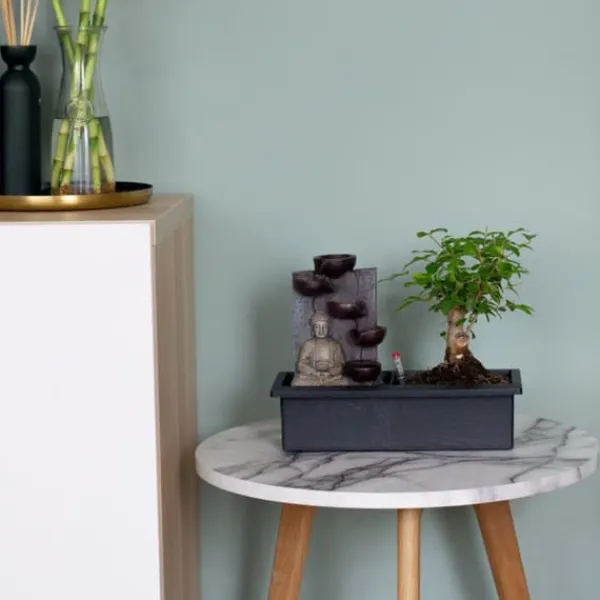 Springvand & Damme^Bonsai med vattenfal - Bonsai - Højde 25-35cm - ⌀29cm