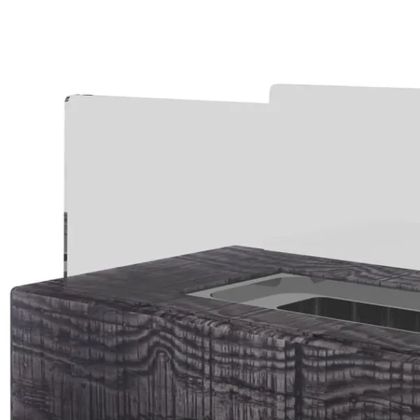 Bord-etanolpejs 0,15 L, transportabel med trælook, rustfrit stål 33×16×18 cm Pejse