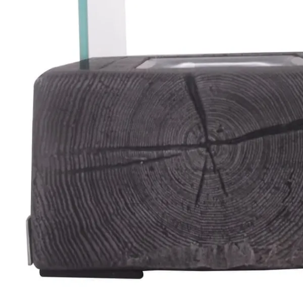 Bord-etanolpejs 0,15 L, transportabel med trælook, rustfrit stål 33×16×18 cm Pejse