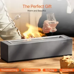 Hot Bordplade 15 Tommer Fire Pit Bowl, Beton Pejs, Indendørs & Udendørs, Perfekt til Patio, Holdbar og Stilfuld Pejse