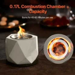 Pejse^Bordplade Fire Pit Bowl, Betonpejs til Indendørs og Udendørs Brug, Holdbar, Moderne Design, Perfekt til Patio