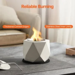 Pejse^Bordplade Fire Pit Bowl, Betonpejs til Indendørs og Udendørs Brug, Holdbar, Moderne Design, Perfekt til Patio