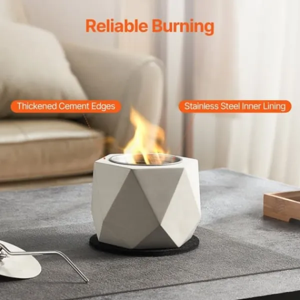 Pejse^Bordplade Fire Pit Bowl, Betonpejs til Indendørs og Udendørs Brug, Holdbar, Moderne Design, Perfekt til Patio