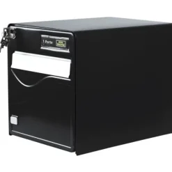 Postkasser & Brevindkast^Box Burg Wachter Baltic 1 Door - Galvanized Steel - Side Opening - Black - Made in France