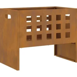 Best Bærbar bålsted i forvitret stål - Udendørs ildpit | Størrelse: 50x30x40 cm | Farve: Brun Brændeovne