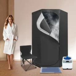 New Bærbar dampsauna - Saunatelt til hjemmet - 1350 W - 3 l vandtank - 9 varmeniveauer - Timer 5–60 min - Foldbar stol - 1,15 m ledning Sauna